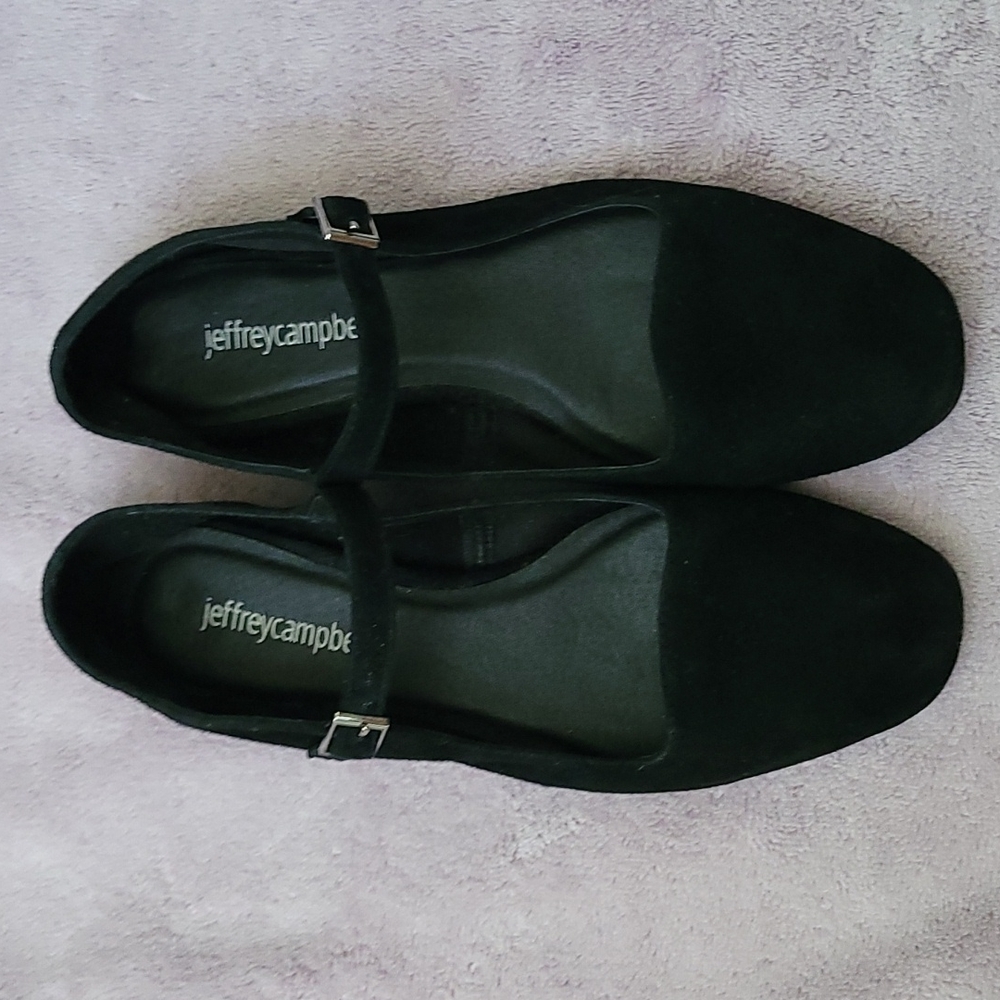 Jeffrey Campbell Black Suede Mary Jane Flats
